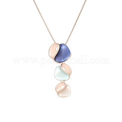 3 Irregular Heart Petal Zinc Alloy Enamel Pendant Necklaces for Women&nbsp;FS-WGE692F-01