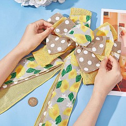 Lemon & Polka Dot Pattern Polyester Bowknot&nbsp;DIY-WH0387-78