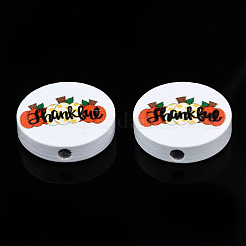 Halloween Printed Natural Wood Beads&nbsp;WOOD-T021-86
