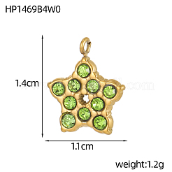 304 Stainless Steel Micro Pave Cubic Zirconia Pendants&nbsp;STAS-OY008-67G