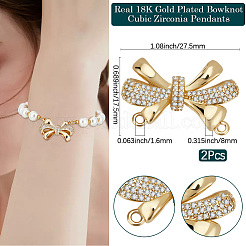 2Pcs Rack Plating Brass Micro Pave Clear Cubic Zirconia Pendants&nbsp;KK-BBC0018-01