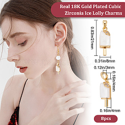 8Pcs Brass Clear Cubic Zirconia Pendants&nbsp;KK-BBC0006-99