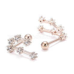 Brass Micro Pave Clear Cubic Zirconia Stud Earrings&nbsp;EJEW-F258-01L-RG