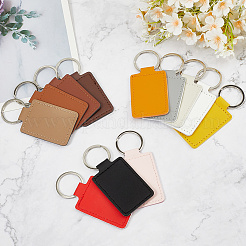 CutHollow 12Pcs 12 Colors Rectangle Imitation Leather Pendant Keychain&nbsp;KEYC-CL0001-12