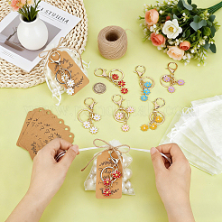 36Pcs 6 Colors Flower Alloy Enamel Keychains&nbsp;KEYC-WA0001-07
