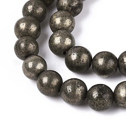 Natural Pyrite Beads Strands&nbsp;X-G-S249-01-8mm