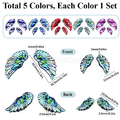 5 Sets 5 Colors Epoxy Resin Wing Pendants&nbsp;FIND-SC0014-12