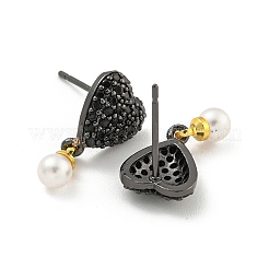 Rack Plating Brass Micro Pave Cubic Zirconia Stud Earring&nbsp;EJEW-C102-09EB