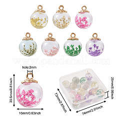 14Pcs 7 Colors Transparent Glass Pendants&nbsp;GLAA-CD0001-06