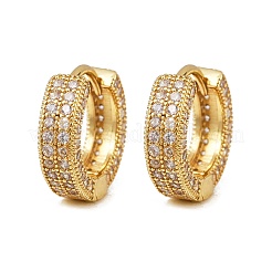 Brass Micro Pave Clear Cubic Zirconia Hoop Earrings&nbsp;EJEW-S277-09G-A
