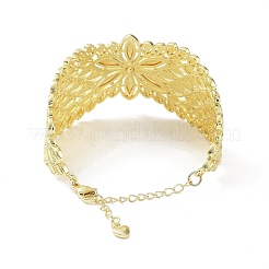Rack Plating Brass Vintage Court Hollowed-out Flower Design Cuff Bangles for Women&nbsp;BJEW-D032-07G