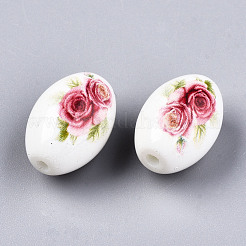 Printed & Spray Painted Opaque Glass Beads&nbsp;GLAA-S047-07B-B03