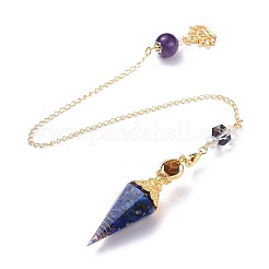 Resin Hexagonal Pointed Dowsing Pendulums(Brass Finding and Gemstone Inside)&nbsp;G-L521-A06