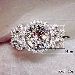Flat Round Brass Micro Pave Clear Cubic Zirconia Finger Rings for Women&nbsp;FS-WG22049-01