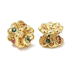 Rack Plating Brass Cubic Zirconia Spacer Beads&nbsp;KK-R147-01G
