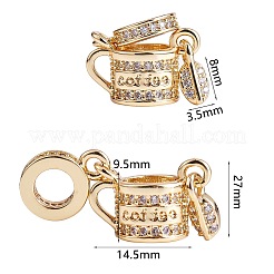 5Pcs Rack Plating Brass Micro Pave Clear Cubic Zirconia European Dangle Charms&nbsp;KK-SZ0002-37
