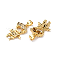 Brass Micro Pave Clear Cubic Zirconia Pendants&nbsp;ZIRC-A021-60G