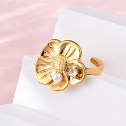 304 Stainless Steel Adjustable Cuff Rings for Women&nbsp;RJEW-B126-05G-02