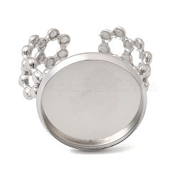 Hollow Flower 304 Stainless Steel Cuff Ring Components&nbsp;STAS-P454-03E-P