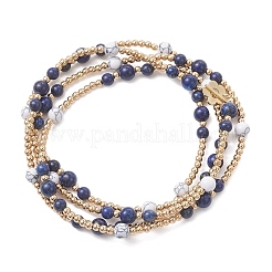 Round Natural Lapis Lazuli & Synthetic Howlite Beaded Wrap Long Necklaces&nbsp;NJEW-JN05907-02
