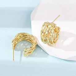 Brass C-Shaped Stud Earrings&nbsp;KK-P325-48G