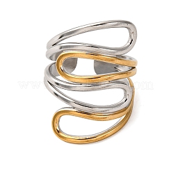 304 Stainless Steel Double Color Cuff Rings&nbsp;RJEW-S635-01GP-I