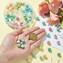 60Pcs 6 Colors Ombre Effect Dyed Crackle Glass Round Beads Strands&nbsp;GLAA-YW0003-60
