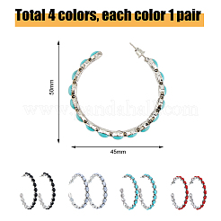 4 Pairs 4 Colors Alloy Ring Stud Earrings&nbsp;EJEW-FI0002-69