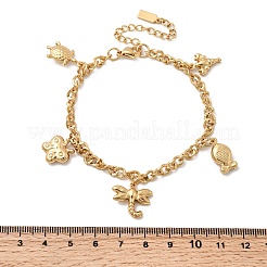 304 Stainless Steel Charm Bracelets&nbsp;BJEW-P368-07B-G