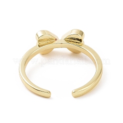 Clear Cubic Zirconia Heart Bowknot Open Cuff Ring&nbsp;RJEW-E072-06G