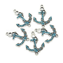 Anchor Antique Silver Tone Alloy Rhinestone Links connectors&nbsp;LS-ALRI-N024-03G
