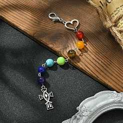 Crucifix Cross & Heart Alloy Pendant Decorations&nbsp;HJEW-JM01541