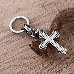 Punk Style 304 Stainless Steel Cross Keychains&nbsp;GV8385
