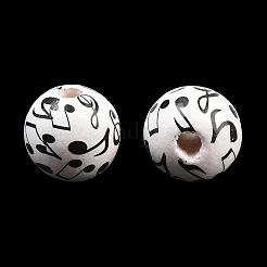 Printed Wood European Beads&nbsp;WOOD-G029-02