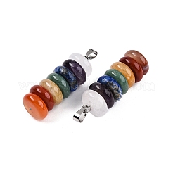 Chakra Theme Natural Amethyst & Topaz Jade & Red Agate & Quartz Crystal & Red Jasper & Lapis Lazuli & Green Aventurine Pendants&nbsp;G-N344-06B