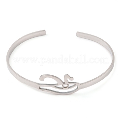 201 Stinless Steel God Eye of Horus Cuff Bangles for Women&nbsp;BJEW-P337-01P