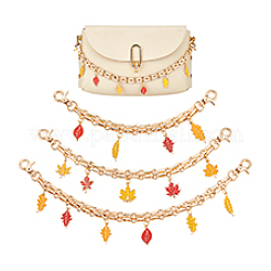 3Pcs 3 Styles Leaf Alloy Chains Bag Extender Chains&nbsp;AJEW-PH01582