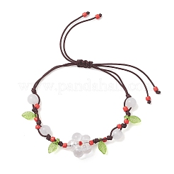Handmade Silver Foil Glass Lampwork &  Natural White Jade Beads Braided Bead Bracelets for Women&nbsp;BJEW-JB12728-01