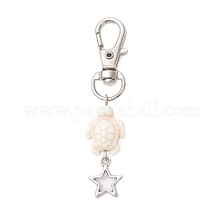 Starfish Turtle Synthetic Turquoise Pendant Decorations&nbsp;HJEW-JM03209-02