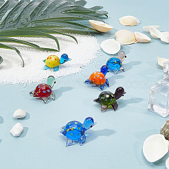 6Pcs 6 Colors Tortoise Glass Home Ornaments&nbsp;DJEW-GF0001-60