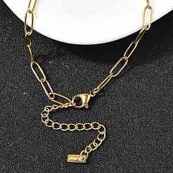304 Stainless Steel Ring Pendant Paperclip Chain Necklaces for Women&nbsp;NJEW-Z091-02G