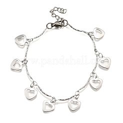 304 Stainless Steel Heart Charm Bracelets&nbsp;BJEW-R021-03P