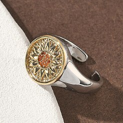 Brass Micro Pave Clear Cubic Zirconia Cuff Rings&nbsp;RJEW-G364-01GP-02