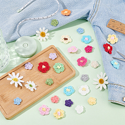 104Pcs 26 Style Peach Blossom & Two Tone Plum Blossom Handmade Crochet Cotton Appliques&nbsp;AJEW-FG0002-46