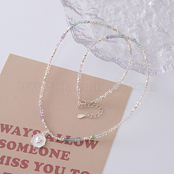 S925 Silver Heart Natural Fluorite Sugar Cube Necklace Sweet&nbsp;XE9722