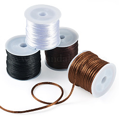 4 Rolls 4 Colors Nylon Satin Rattail Cords&nbsp;NWIR-TA0001-42