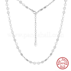 925 Sterling Silver Flat Sequin Chain Necklaces for Women&nbsp;NJEW-H048-01P