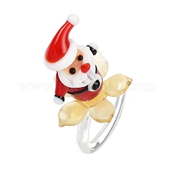 Rotatable Handmade Lampwork Rings&nbsp;RJEW-P158-02A