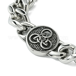 304 Stainless Steel Knot Cuban Link Chain Bracelets for Women Men&nbsp;BJEW-C063-05AS