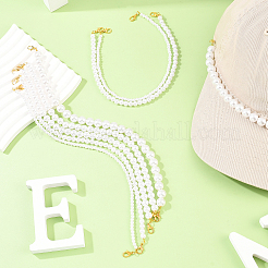 8Pcs 4 Style ABS Plastic Imitation Pearl Hat Chains&nbsp;HJEW-SW00315